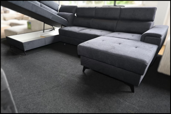 Wohnlandschaft Matras – Sofa Anthrazit mit Bettfunktion & Stauraum – Bild 5