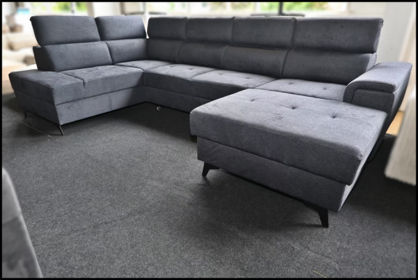 Wohnlandschaft Matras – Sofa Anthrazit mit Bettfunktion & Stauraum – Bild 3