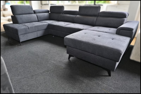 Wohnlandschaft Matras in Anthrazit mit Stoffbezug Bubble