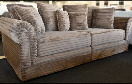 Big Sofa Sacramento Breitcord braun schoko – XXL Sofa mit Kissen