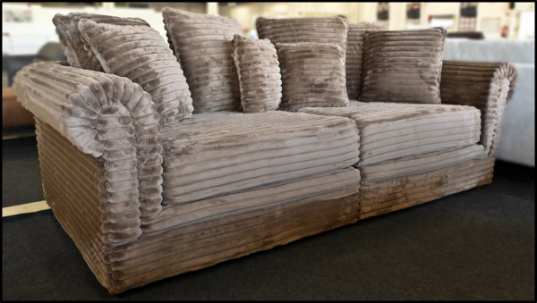 Big Sofa Sacramento Breitcord braun schoko – XXL Sofa mit Kissen