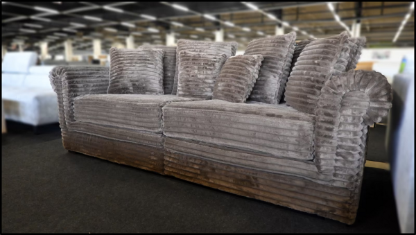 Big Sofa Sacramento Breitcord braun schoko – XXL Sofa mit Kissen – Bild 6