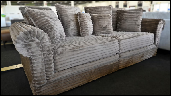 Big Sofa Sacramento Breitcord braun schoko – XXL Sofa mit Kissen – Bild 5