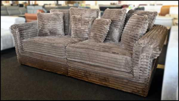 Big Sofa Sacramento Breitcord braun schoko – XXL Sofa mit Kissen – Bild 4