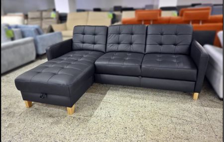 Exxpo Ecksofa Elio Mandras Leder mit Holzfüßen