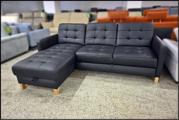 Exxpo Ecksofa Elio Mandras Leder mit Holzfüßen