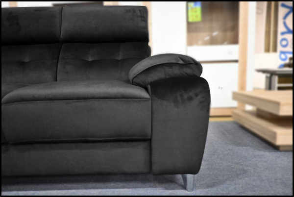 Polsterecke Vito Schwarz Samt – Ecksofa mit Federkern – Bild 5