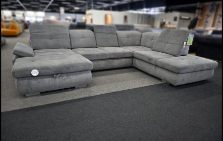 Megapol MP-IN16012 XXL Wohnlandschaft in Grau mit Bettfunktion
