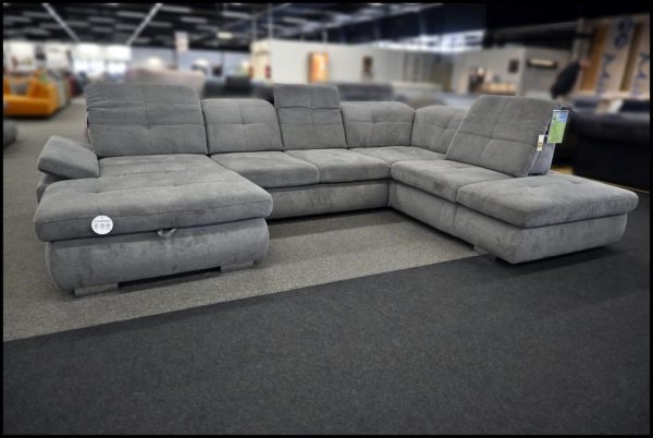 Megapol MP-IN16012 XXL Wohnlandschaft in Grau mit Bettfunktion