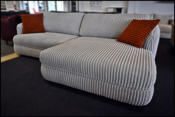 Pizza Polsterecke – Grau Breitcord Sofa mit Bettfunktion & Stauraum – Bild 5