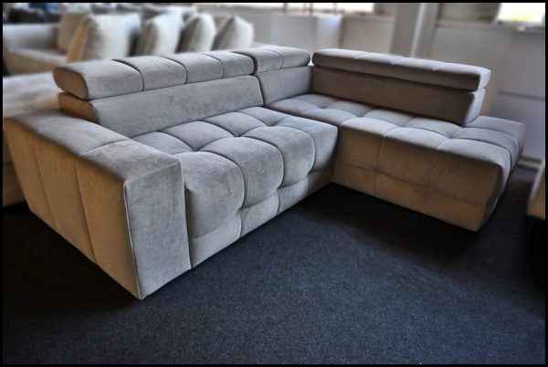 Polsterecke Eli.new – graues Sofa mit Federkern & Kopfteilverstellung – Bild 3