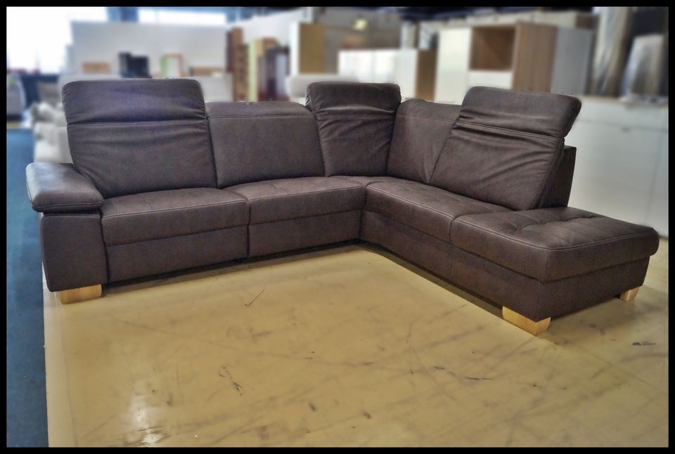 Polipol PP-LA21164 Sofa braun mit Relaxfunktion und Federkern