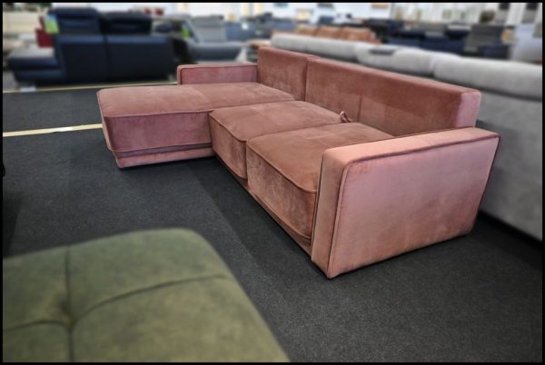 Selva Ecksofa – Samt Sofa Altrosa mit Schlaffunktion – Bild 4