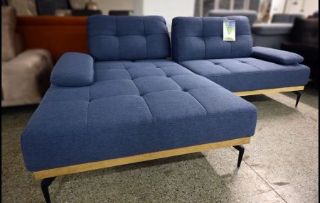 Exxpo Falcone Ecksofa blau mit Sitztiefenverstellung