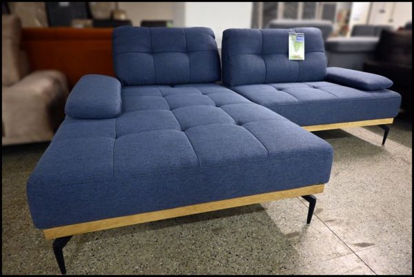 Exxpo Falcone Ecksofa blau mit Sitztiefenverstellung