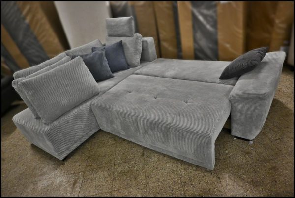 Exxpo Polsterecke Funny – Sofa in Grau Cord mit Bettfunktion & Stauraum – Bild 5
