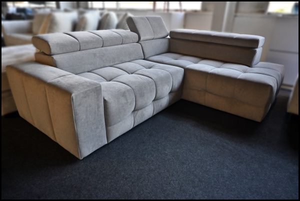 Polsterecke Eli.new – graues Sofa mit Federkern & Kopfteilverstellung – Bild 2