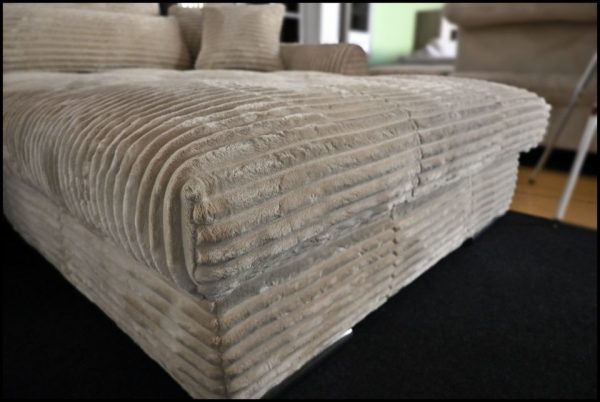 Verona Ecksofa Beige Breitcord – großes Sofa mit Federkern – Bild 4