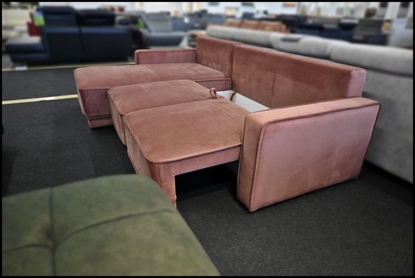 Selva Ecksofa – Samt Sofa Altrosa mit Schlaffunktion – Bild 3