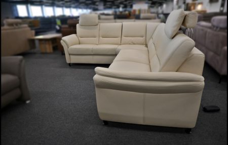 Polinova Ledersofa PN-EM16033 in Beige mit Relaxfunktion