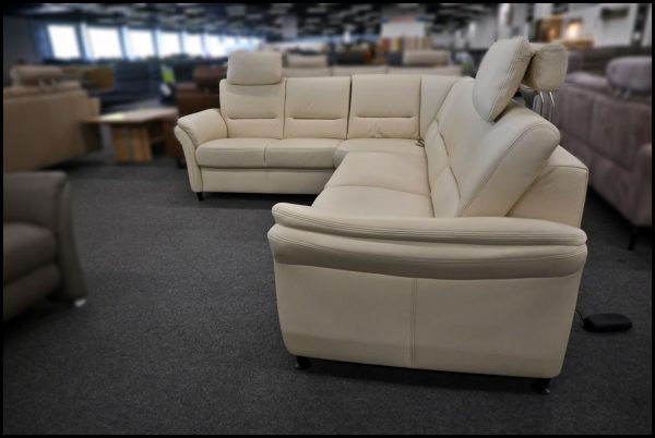 Polinova Ledersofa PN-EM16033 in Beige mit Relaxfunktion