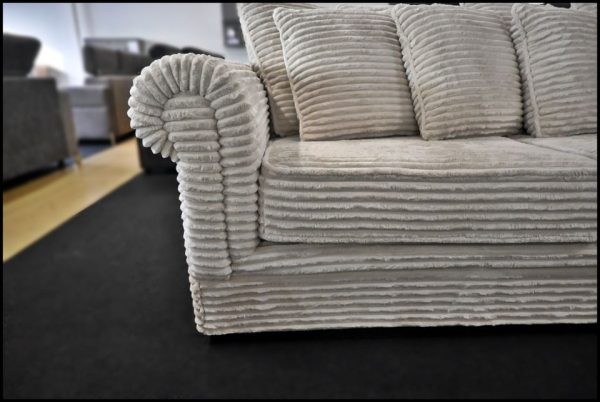Sacramento L-Form Sofa Beige Breitcord – großes Sofa mit Federkern – Bild 4