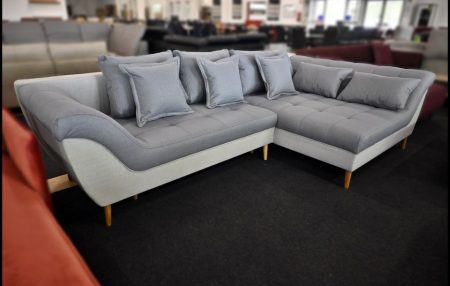 Polsterecke Aruba grau mit Federkern und Bettfunktion