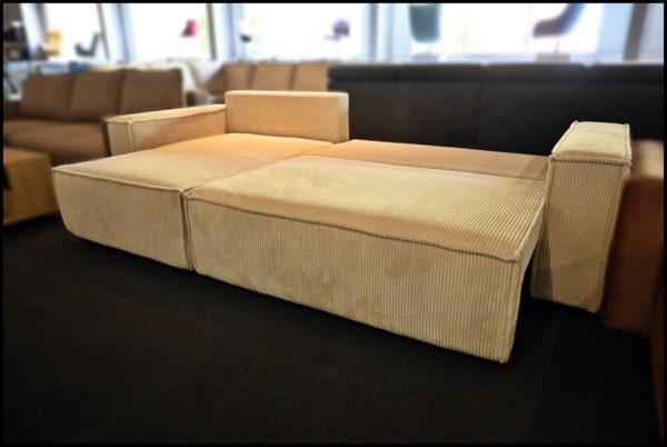 Niko Nizza Sofa Cord Creme – Sofa mit Bettfunktion & Stauraum – Bild 3
