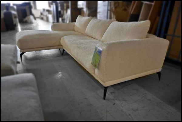 Minerva Ecksofa – modernes Sofa in Weiß mit Flockenstoff – Bild 2