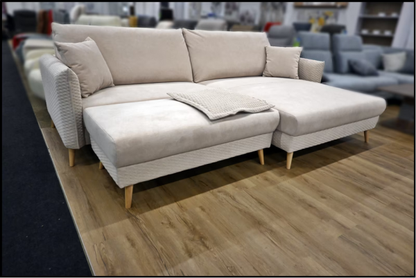 Polsterecke Samt Beige Natur Federkern – Bild 2