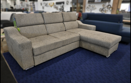 Polsterecke MAX Amaxx Grau Federkern Ecksofa mit Bettfunktion, Stauraum, Kopfteilverstellung, Maße 245x180 cm und Chromfüßen