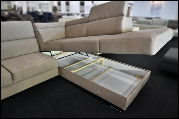 Polsterecke Pando Samt Natur Creme Grau – Bild 4