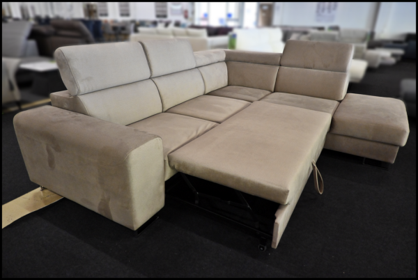 Polsterecke Pando Samt Natur Creme Grau – Bild 3