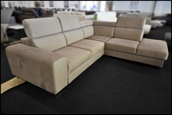 Polsterecke Pando Samt Natur Creme Grau – Bild 2
