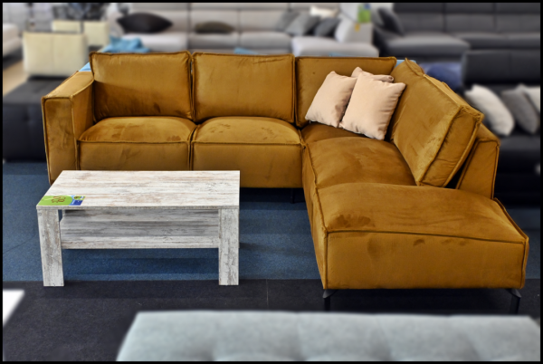 Polsterecke Rubi Samt Gold Federkern – Bild 3
