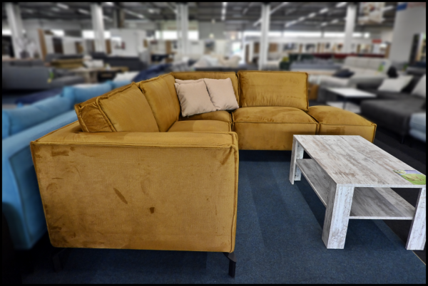 Polsterecke Rubi Samt Gold Federkern – Bild 2