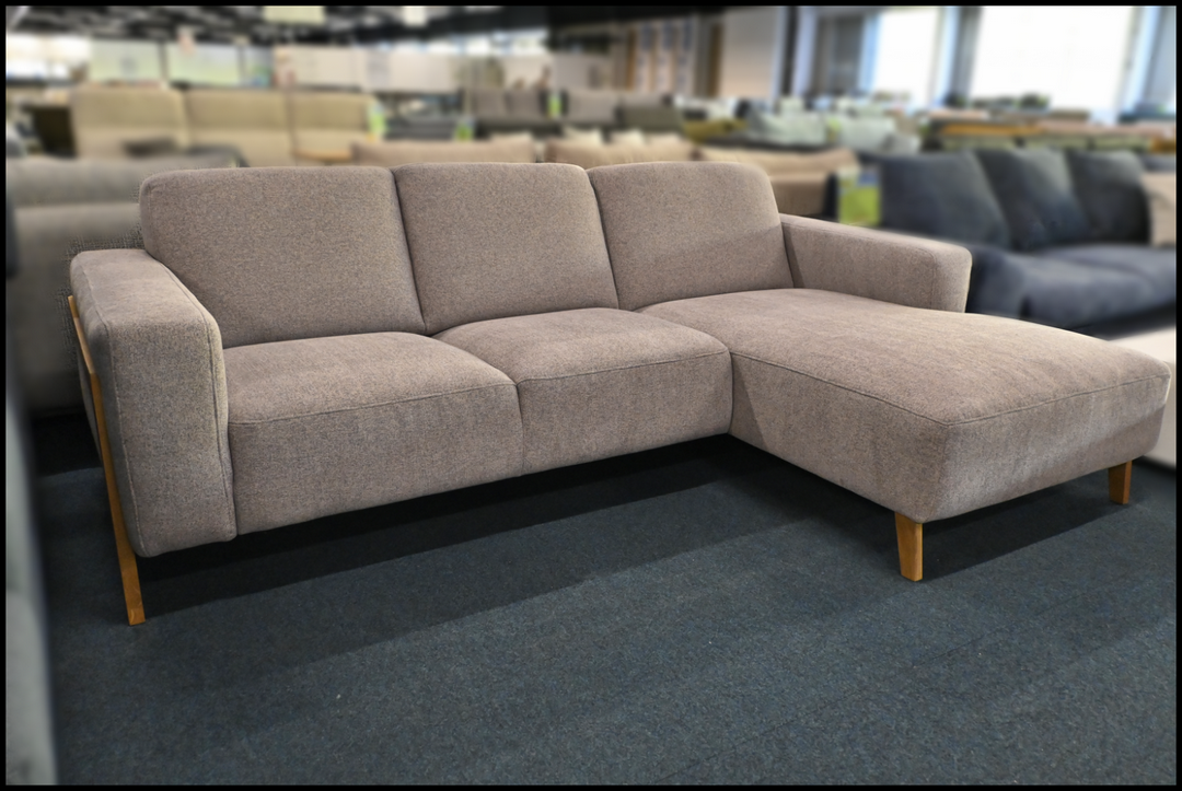 Altrosé Ecksofa Polsterecke Starr mit Federkern, Vorziehbank und Chromfüßen, Maße 250x163 cm