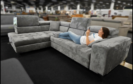 Polsterecke ARTe von Libro in Grau – Sofa mit weichem Stoffbezug, Federkern, Bettkasten, Bettfunktion und Kissen