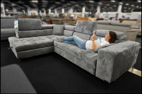 Polsterecke ARTe von Libro in Grau – Sofa mit weichem Stoffbezug, Federkern, Bettkasten, Bettfunktion und Kissen