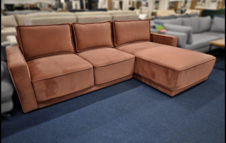 Benix Selva Sofa in Altrot aus Samt mit Federkern, Bettkasten, Bettfunktion und Kissen – Polsterecke, frei im Raum stellbar