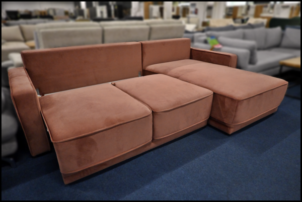 Benix Selva Sofa – Samt Polsterecke Altrot mit Federkern, Bettfunktion & Kissen – Bild 4