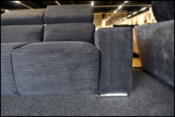 Sofa Evita – Cord Polsterecke Schwarz mit Federkern – Bild 7
