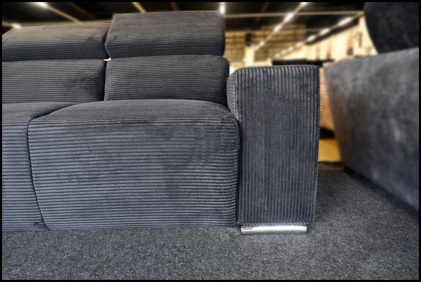 Sofa Evita – Cord Polsterecke Schwarz mit Federkern – Bild 7