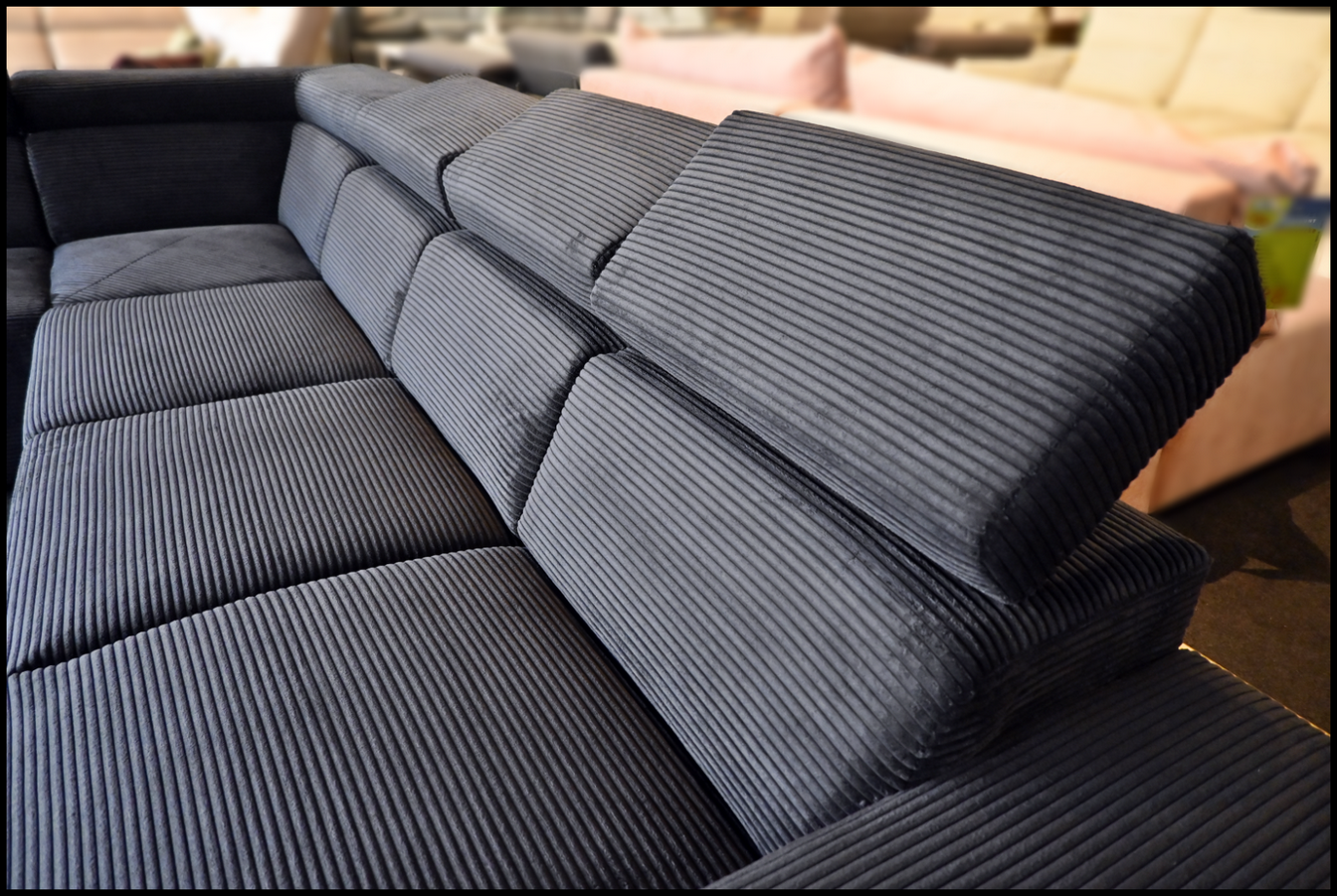 Sofa Evita – Cord Polsterecke Schwarz mit Federkern – Bild 6