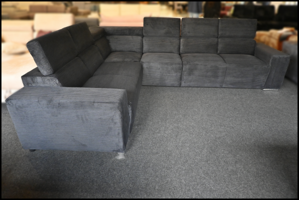 Sofa Evita – Cord Polsterecke Schwarz mit Federkern – Bild 5