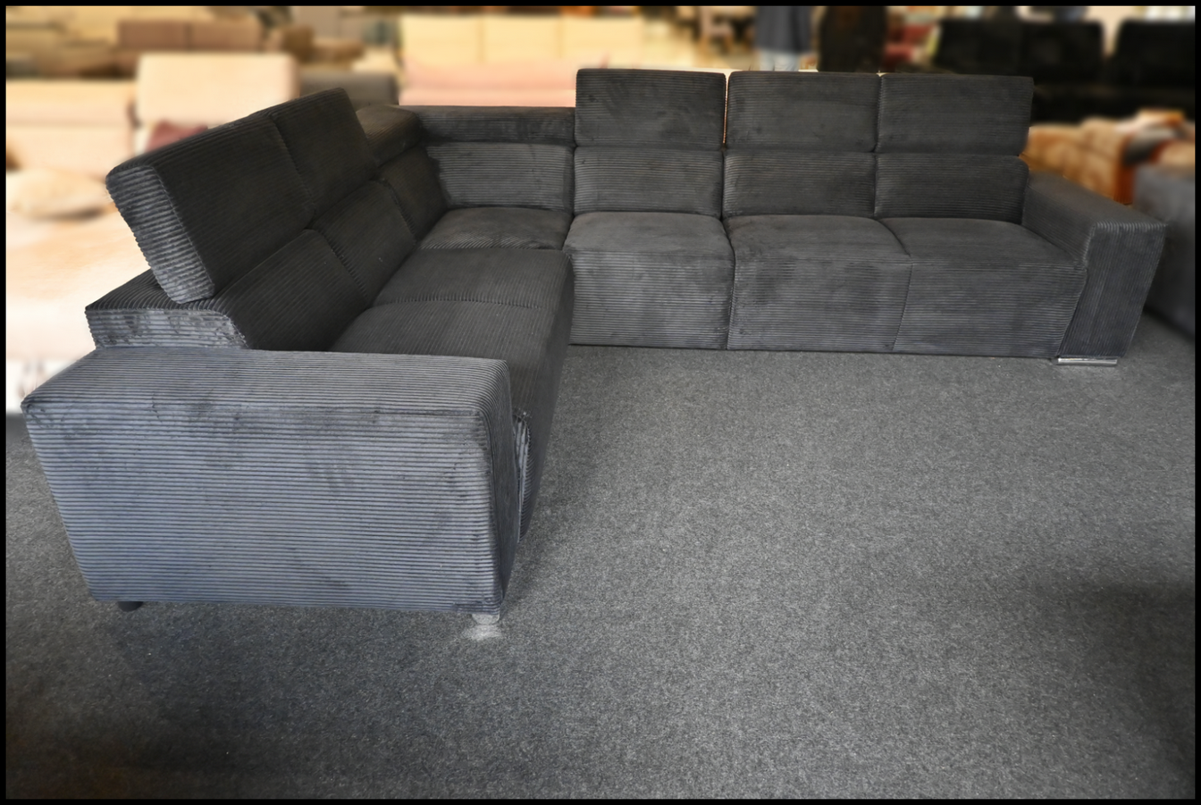Sofa Evita – Cord Polsterecke Schwarz mit Federkern – Bild 5