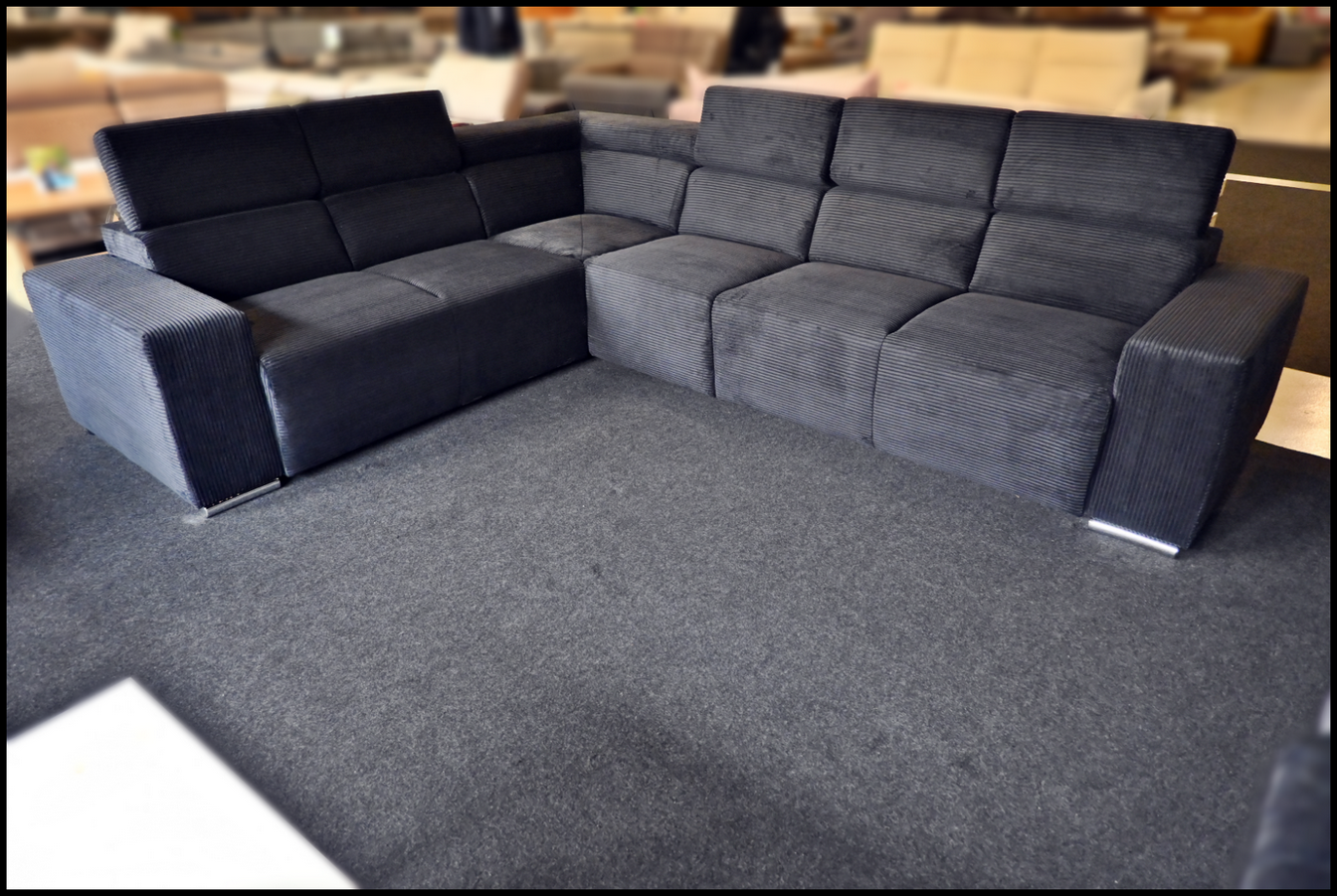Sofa Evita – Cord Polsterecke Schwarz mit Federkern – Bild 4