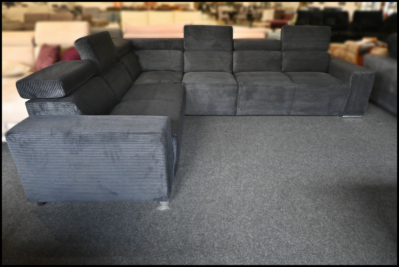 Sofa Evita – Cord Polsterecke Schwarz mit Federkern – Bild 3