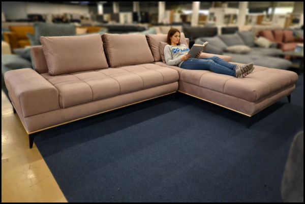 Benix Figaro Windsor Polsterecke Rosé – Samt Sofa mit Federkern, Bettfunktion & Stauraum – Bild 2