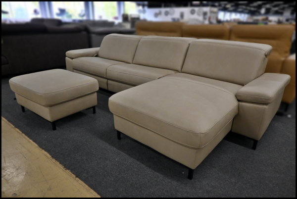 Hukla Polsterecke mit Galero Punto Bezug Desert – Sofa mit 4-Motor-Relaxfunktionen – Bild 14